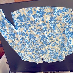 blue and white blouse for women